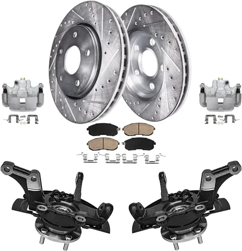 Miniatura 44 de Detroit Axle - Rotores de freno para Toyota Avalon 2020-2021 Camry 2020-2024, repuesto de rotores de freno de disco perforados y ranurados: rotor