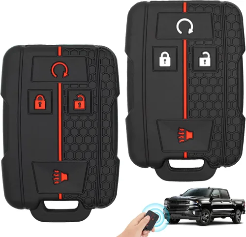Miniatura 16 de 2 Pcs Silicone 4-Button Smart Key Fob Cover Compatible with 2014-2019 Chevrolet Colorado Silverado Suburban Tahoe and GMC Canyon Sierra Yukon, Car