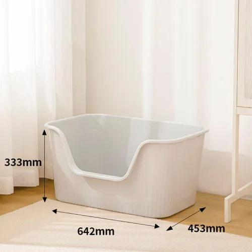 Miniatura 3 de Caja de Arena Extra Grande con Lados Altos 25.27" L x 17.83" A x 13.11" Al, Anti-Salpicaduras, Ensamblaje Sin Herramientas, Caja de Arena para Gris