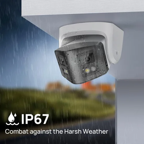 Miniatura 7 de Cámara de seguridad PoE de doble lente de 4MP para exteriores, gran angular panorámico de 180°, visión nocturna a color inteligente de doble luz