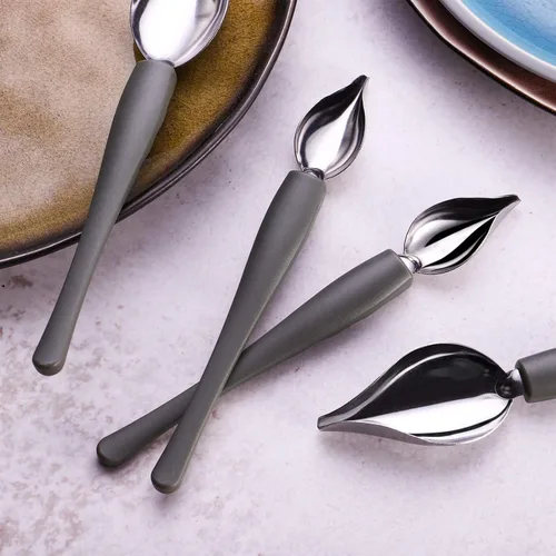 Miniatura 9 de Angoily Juego de 4 cucharas decorativas para dibujo, cucharas de filtro de cuchara de chocolate de acero inoxidable, cuchara de lápiz de decoración
