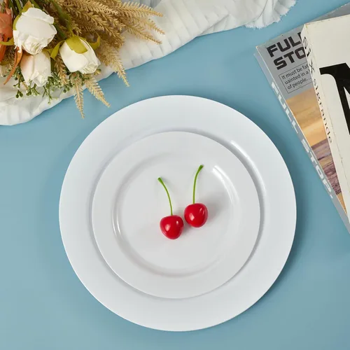 Miniatura 6 de FOCUSLINE 100 platos blancos de plástico desechables para postre de 7 pulgadas, platos de plástico resistentes desechables para bodas, fiestas