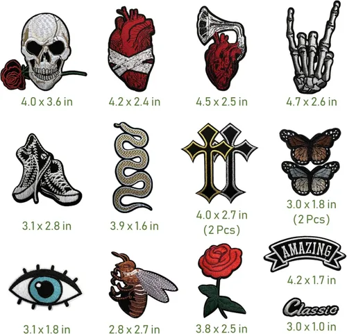 Miniatura 2 de Parches bordados oscuros con aplicación para planchar para mochilas, parches de banda de rock para chaquetas, parche genial para coser en ropa