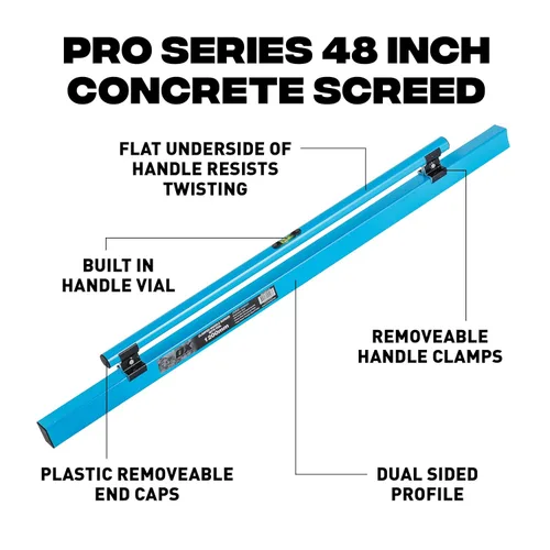 Miniatura 2 de OX TOOLS Serie Pro Nivel de concreto de 48 pulgadas con vial nivelador Aleación estructural resistente Mango ergonómico Ligero y reversible
