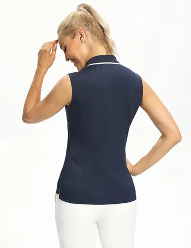 Miniatura 4 de Camisetas tipo polo para mujer, sin mangas, para golf, tenis, UPF 50+, ligeras