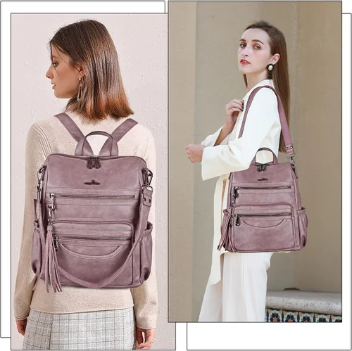 Miniatura 73 de Bolsos mochila monedero de piel sintética para mujer, bolsas con zíper, mochilas de hombro casuales