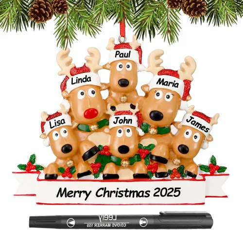 Miniatura 32 de Adornos de Navidad personalizados 2025, familia de 2, 3, 4, 5, 6, gnomo, adorno de Navidad personalizado con nombres, adornos familiares Gnomos