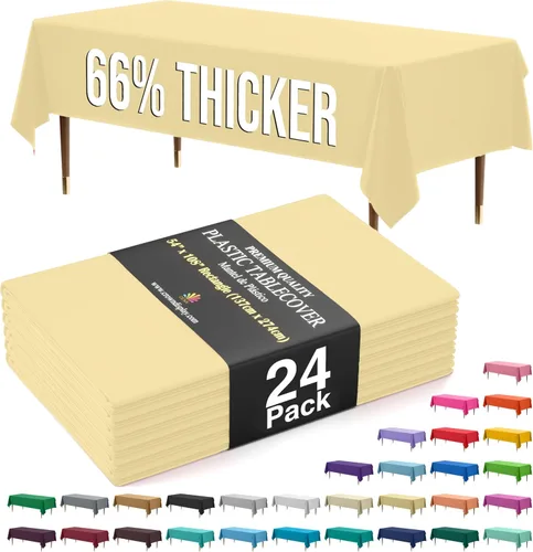 Miniatura 42 de Exquisite 66% Thicker Premium Plastic Table Cloth Rectangle Table Cover 0.5 Mil 6 Pack Aqua Table Cloth 54 Inch x 108 Inch Disposable Tablecloth