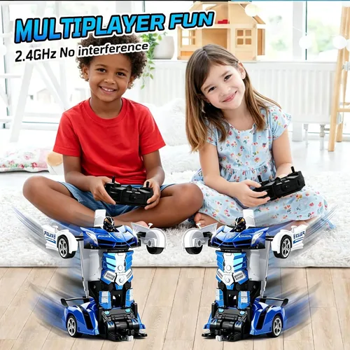 Miniatura 5 de FIGROL - Transform RC, auto-robot, control remoto, 2.4G, juguete, transformación de auto a robot con un botón y velocidad de derrape de 360, escala