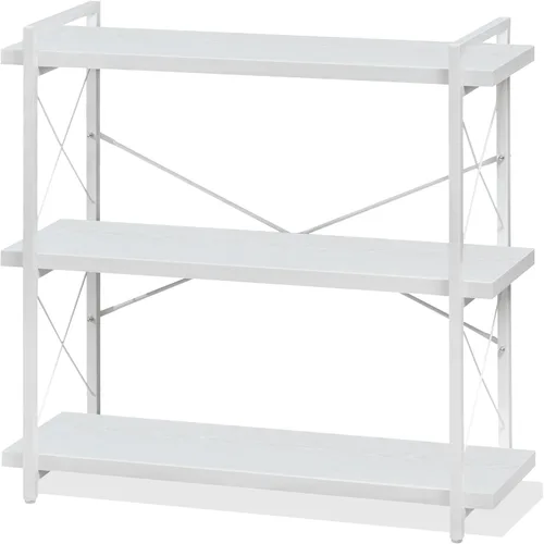 Miniatura 25 de HCHQHS Estantería Pequeña, Estantería Industrial Ajustable de 3 Niveles, Estantería Abierta Rústica, Estanterías Horizontales de Madera y Metal