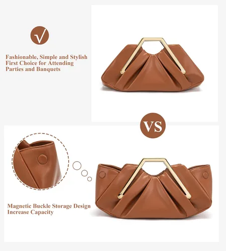 Miniatura 4 de myfriday Elegante bolso de mano fruncido para mujer, bolso de noche suave para boda, fiesta de graduación, eventos formales