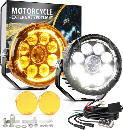 Miniatura 12 de BraveWAY Luces de conducción de motocicleta de 3 pulgadas, luces antiniebla LED de 120 W con DRL, 4 modos estroboscópicos, haz ámbar y blanco, focos