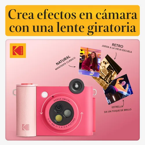 Miniatura 5 de Kodak Smile+ Cámara digital de impresión instantánea 2 en 1 e impresora de fotos inalámbrica Bluetooth - 10 MP, lente giratoria de efecto especial