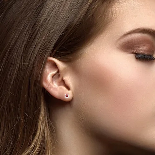 Miniatura 2 de .925 Sterling Silver Petite Swirl-Set 15" Birthstone Stud Earrings - Choice of Birthstone