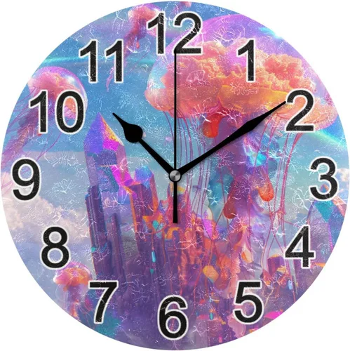 Miniatura 21 de Hummingbird - Reloj de pared de resorte redondo de 10 pulgadas, sin tictac, silencioso, funciona con pilas, reloj analógico atómico de cuarzo