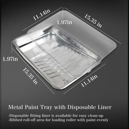 Miniatura 5 de ETERNA Kit de rodillos de pintura, 9 piezas de suministros de pintura para pintura de casa, con bandeja de pintura de metal y rodillos de pintura