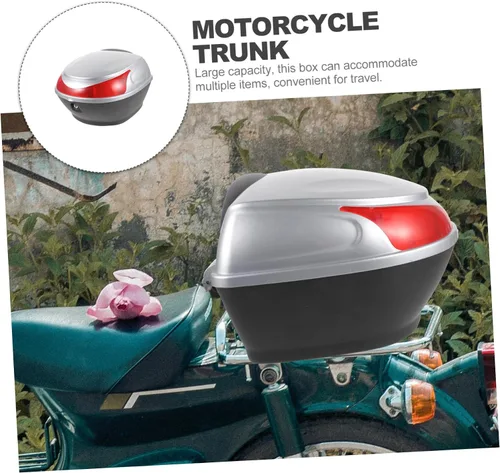 Miniatura 9 de Maletero de motocicleta de 11.81 x 11.02 x 8.26 pulgadas, caja trasera de gran capacidad, con bloqueo de seguridad, almacenamiento trasero