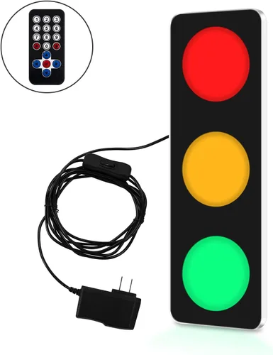 Miniatura 2 de BBMI Semáforo de control remoto, lámpara de pared LED roja amarilla verde, lámpara de tráfico de estilo de aluminio, DC9-12V (con enchufe).