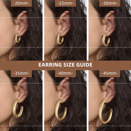 Miniatura 4 de iLovey 14K Gold Hoop Earrings for Women, Lightweight Open Chunky Silver Gold Hoops, 20MM30MM35MM40MM Small Medium Large Thick Chunky Hoops