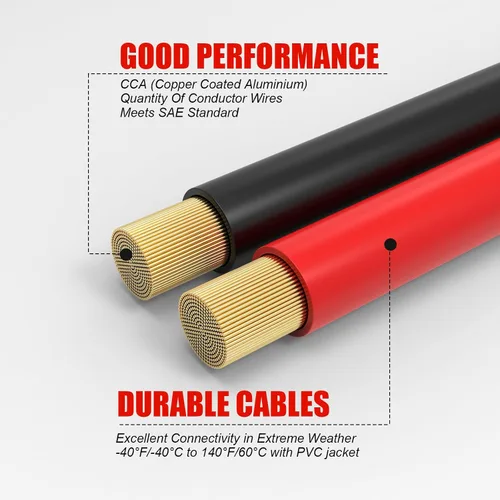 Miniatura 3 de ZESUPER - Cables de arranque de batería de alta resistencia 3000 AMP, 1 calibre, 20 pies, línea de arranque de emergencia para coche, furgoneta