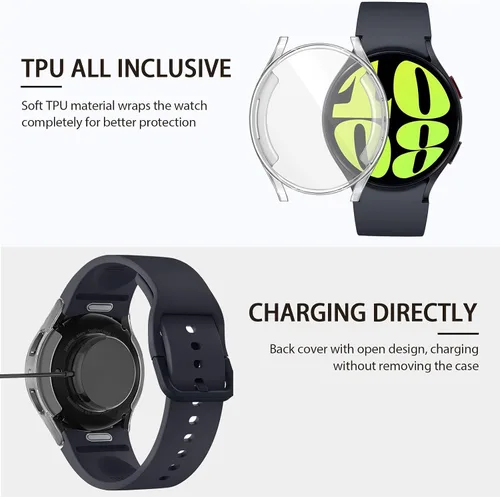 Miniatura 5 de (Paquete de 4) Funda Protectora de Pantalla Compatible para Samsung Galaxy Watch 6 de 40 mm (Versión 2023) Funda de Silicona Protectora Completa