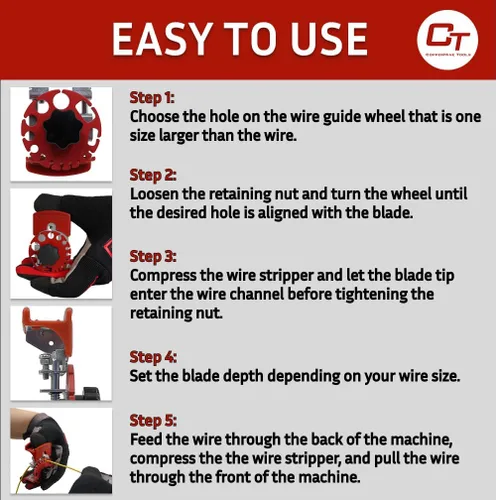 Miniatura 4 de CopperMine Herramienta manual de pelado de cables - Máquina pelacables portátil de mano para cables de chatarra y cables de hasta 7/16 pulgadas