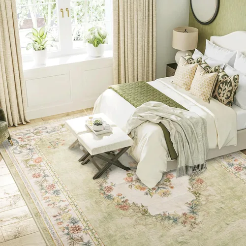 Miniatura 19 de RYB HOME Alfombra lavable para sala de estar, alfombra grande de 8 x 10 pies que no se desprende para dormitorio, alfombra de lana sintética ultra