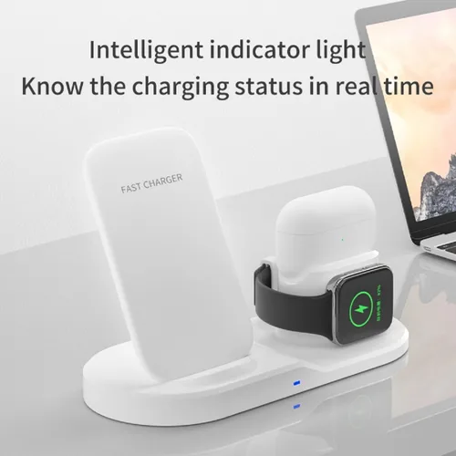 Miniatura 6 de Estación de carga 3 en 1, cargador inalámbrico de 15 W para iPhone 17/16/8-15, Galaxy S6-S25, Apple Watch (solo Gen 1-8), para Lightning Air. Pods