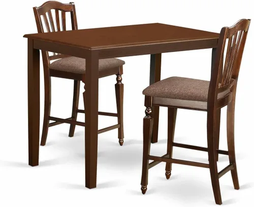Miniatura 12 de East West Furniture YACH3-BLK-C - Juego de mesa de comedor de 3 piezas de altura para mostrador de cocina contiene una mesa de comedor rectangular