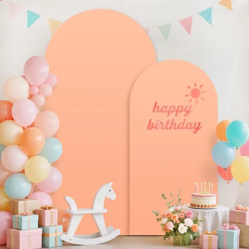 Miniatura 3 de Soporte de arco de boda y juego de cubierta de arco color melocotón de 2 piezas (7.2 pies, 6 pies) Soporte de telón de fondo de metal para fiestas