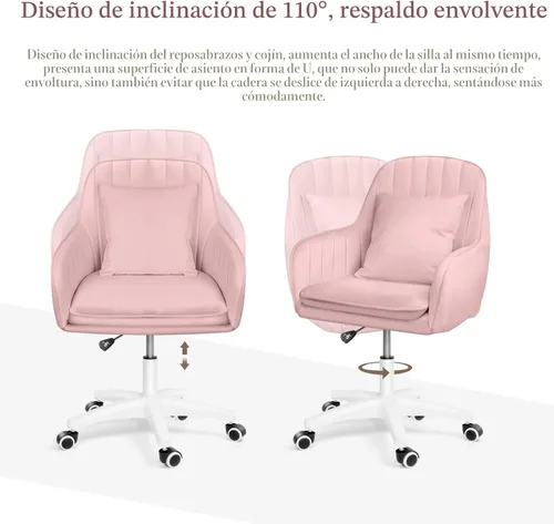 Miniatura 6 de Linda Silla de Oficina Sillas de Computadora para el Hogar Sillas de Tareas Ajustables Silla de Oficina Moderna Maquillaje Giratoria 360° Silla