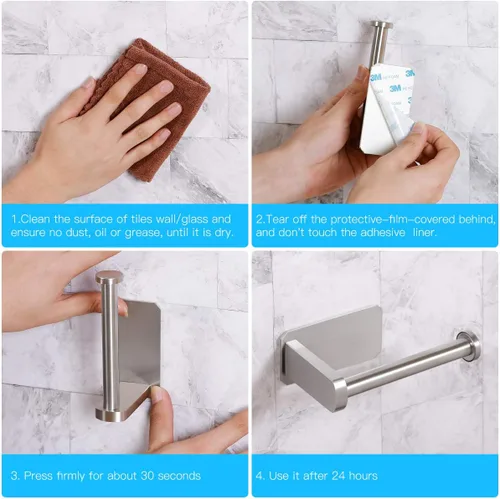 Miniatura 5 de VAEHOLD Portarrollos de papel higiénico autoadhesivo para cocina y baño, adhesivo para rollo de papel higiénico sin taladrar para baño, se pega