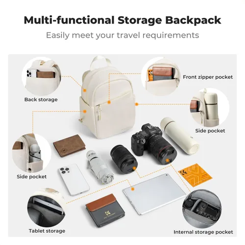 Miniatura 3 de K&F CONCEPT Mochila para cámara, bolsa ligera para fotógrafos, bolsa de fotografía portátil compatible con Canon/Nikon/Sony, color beige Beige-02