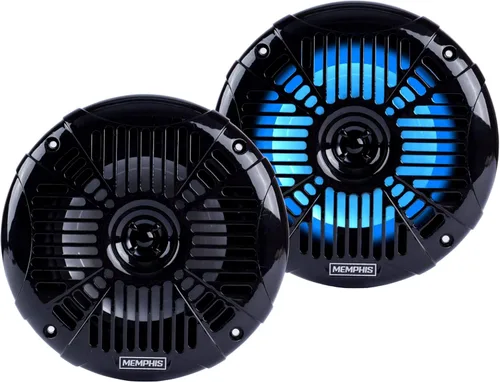 Memphis MXA602SLB MXA OEM Fit 6.5" altavoces coaxiales de grado marino, negro con LED azul - par