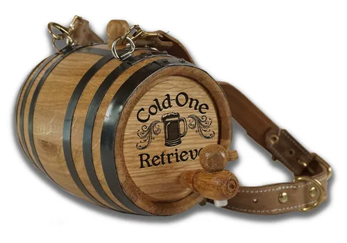 Miniatura 13 de St Bernard - Collar de barril de whisky para perro, 'M.U.T.T.' - Dispensador de barril de roble de 1/2 litro para perros San Bernardo con correa