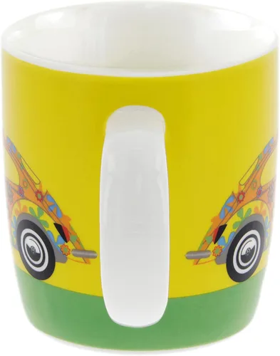 Miniatura 4 de BRISA VW Collection - Taza grande de cerámica para café, té y capuchino, diseño de escarabajo (12.5 fl oz/12.5 fl oz/flor/amarillo)