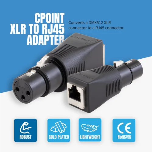 Miniatura 5 de SIRS-E CPoint XLR RJ45 - Adaptador CPoint XLR RJ45 Ethernet a DMX512, convertidor de cable hembra de 3 pines, XLRJ45-3F