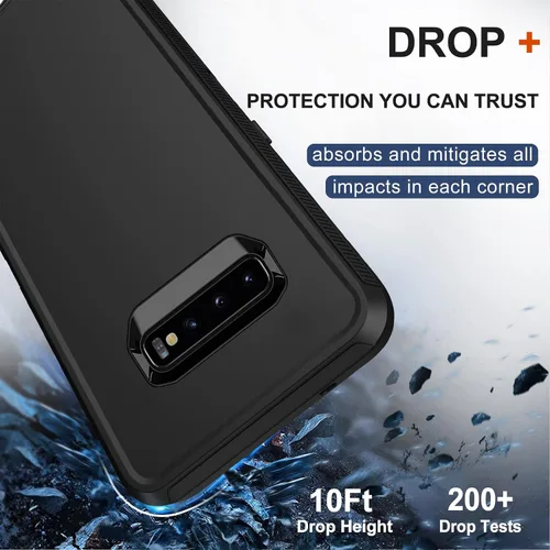 Miniatura 4 de Funda para Samsung Galaxy S10 con funda de clip para cinturón, 2 protectores de pantalla, [protección contra caídas de grado militar] Funda Negro