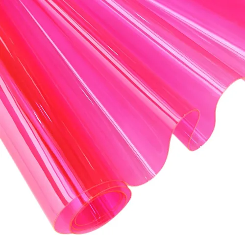 Miniatura 11 de XHT 30x135cm Vinilo de PVC transparente, 0.4mm Lámina de neón de color sólido resistente al agua, tela super transparente con espejo para hacer