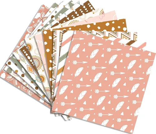 Miniatura 6 de YASMEN Papel de álbum de recortes de doble cara de 12 x 12 pulgadas, suministros bohemios para álbumes de recortes, papel de manualidades