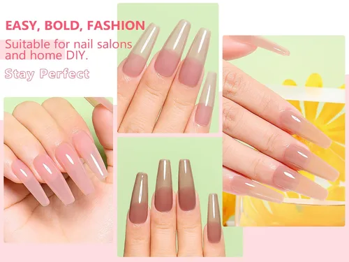 Miniatura 4 de AIMEILI Esmalte de uñas de gel transparente de gelatina helada para remojar UV LED sin hema, esmalte de uñas para el hogar, kit de barniz de SET4-21