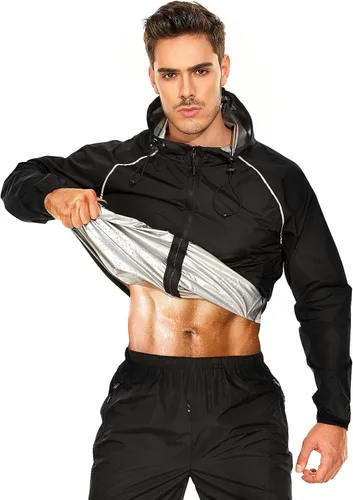 YYQ Traje de sauna para hombre, chaqueta de sauna, pantalones de gimnasio, boxeo, ejercicio, entrenamiento, sauna, sudar para hombre