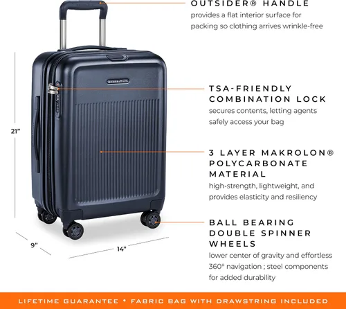 Miniatura 2 de Briggs & Riley Sympatico, Azul marino mate, Sympatico Hardside International - Maleta giratoria