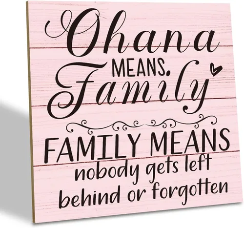 Miniatura 21 de Placa de Madera Familiar, "La Familia Significa Que Nadie Se Queda Atrás o Se Olvida", 15.7x15.7 cm Cartel de Arte de Mesa, Decoración de Cita