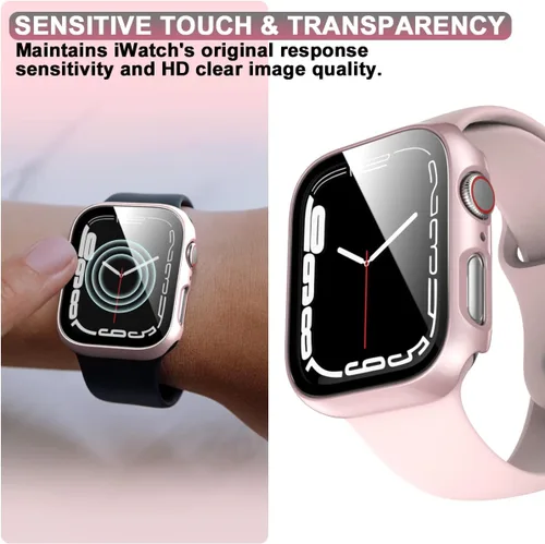 Miniatura 3 de Rontion - Juego de 6 fundas rígidas de policarbonato compatibles con Apple Watch Series 9 8 7 de 41 mm con protector de pantalla de vidrio templado