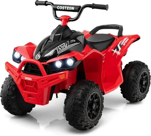 Miniatura 12 de Costzon ATV para niños, vehículo eléctrico de cuatro ruedas de 12 V con función de avance/atrás, 2 velocidades, música, faros, cesta de Negro