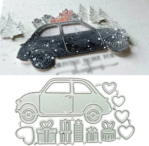 Troqueles de metal para automóvil, plantillas de corazón de regalo para automóvil, manualidades, tarjetas, troqueles de corte para manualidades,