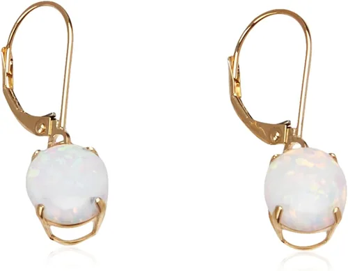 Miniatura 2 de Tienda Collection 14k Gold 8 x 10mm Oval Gemstone Dangle Earrings for Women with Leverbacks