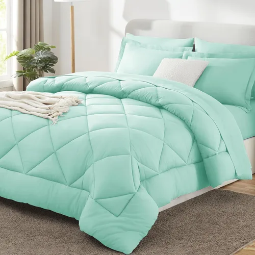 Miniatura 45 de CozyLux - Juego de edredón en una bolsa, para dormitorio universitario, todas las estaciones, edredón, sábanas y fundas para almohada y decorativas
