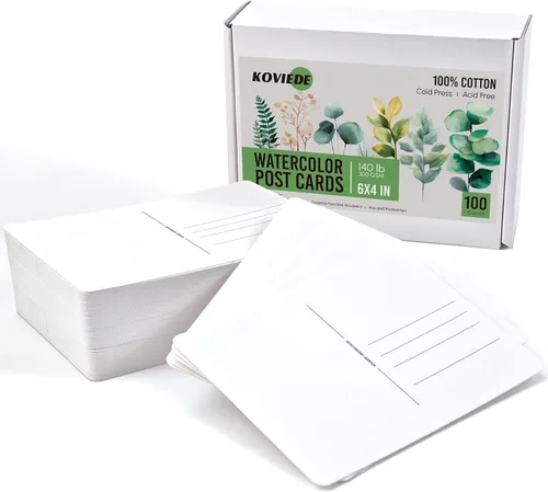 Miniatura 9 de KOVIEDE 50 hojas de postales de acuarela de 4 x 6, 140 libras/10.58 oz/m², 100% algodón, tarjetas de papel de color de agua, suministros de arte